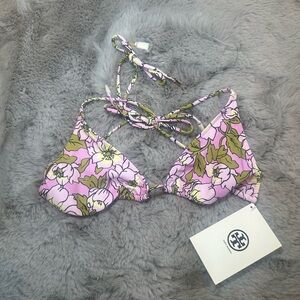 Tory Burch Pink and Green Floral Bikini Top NWT